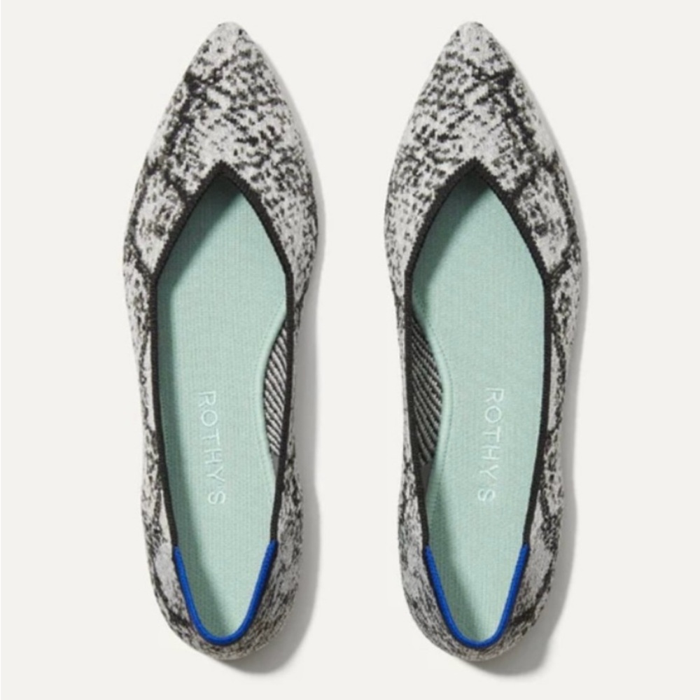 Rothy's Snakeskin Patterned Flats in Black and White
